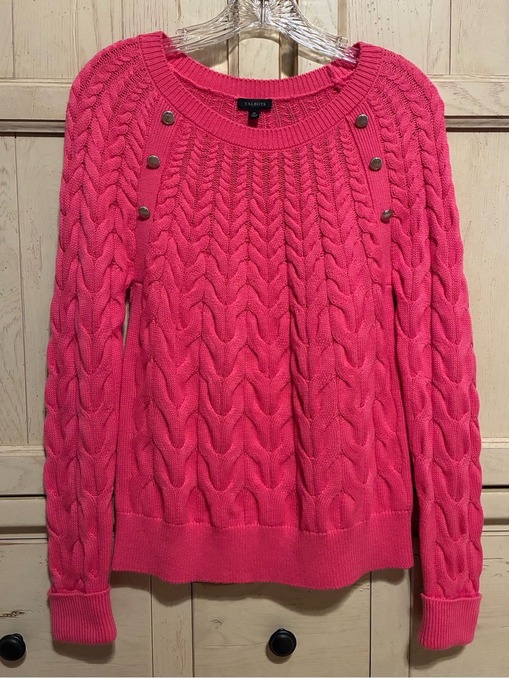 Talbots Pink Cable Knit Sweater XS NEW